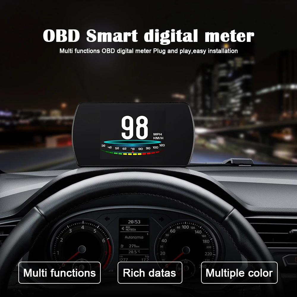 

New 4.3' HD TFT Car Hud OBD2 Head Up Display Turbo Boost Gauge RPM Tachometer On-board Computer GPS Digital Speedometer 2in1 5
