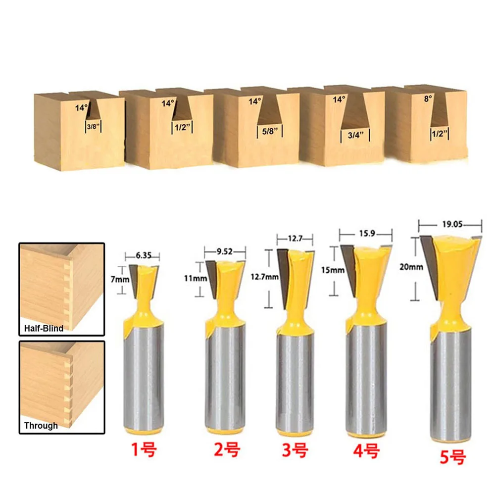 Carpentry Milling Cutter 1/2 inch Carbide Yellow T Slot Keyhole Router