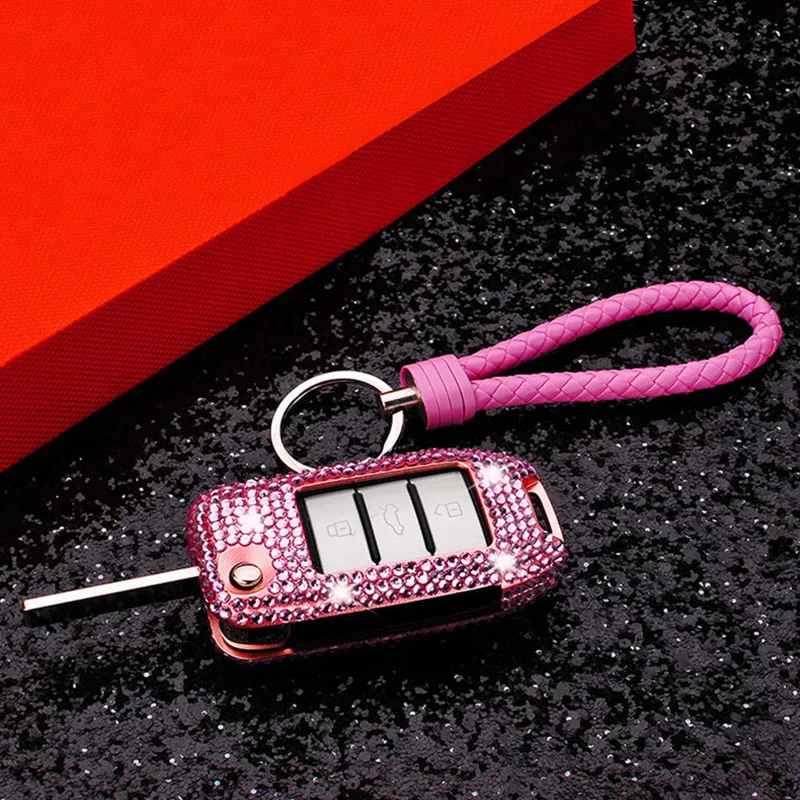 Автомобильный чехол для ключей складной чехол для ключей роскошный сверкающий бриллиант кристалл для ROEWE RX5 для MG ZS 3 кнопки