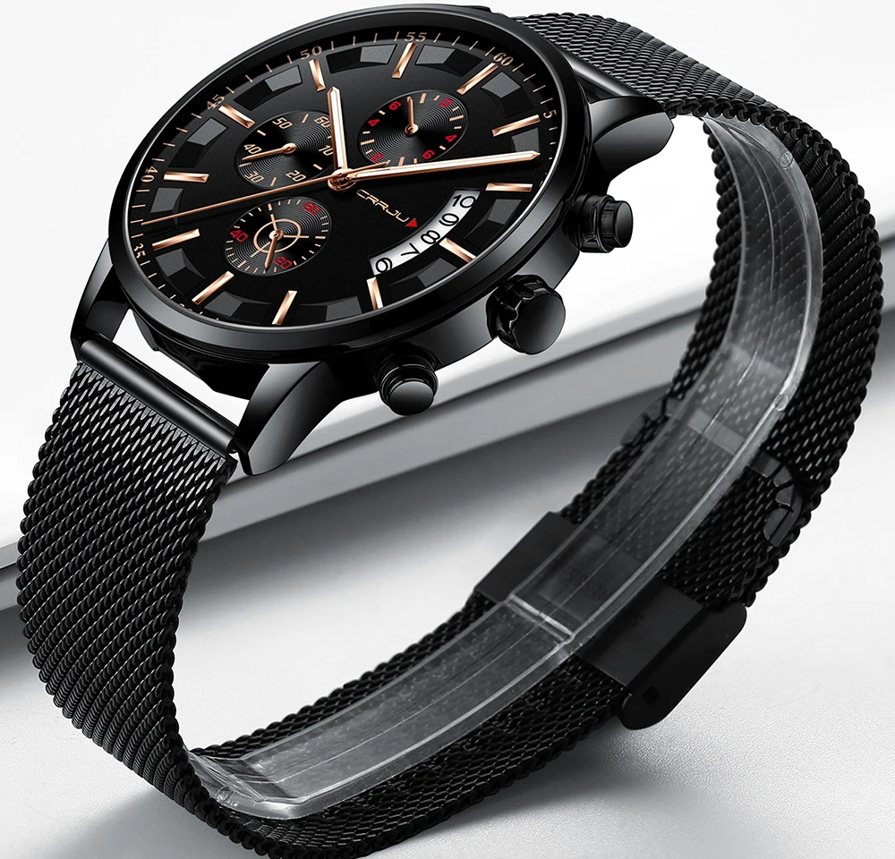 CRRJU Топ люксовый бренд для мужчин бизнес аналоговые кварцевые часы из нержавеющей стали ремешок наручные часы Relogio Masculino часы Horloges Hours