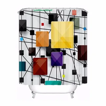 

Custom Dynamic Line Circle Bath Curtain Bathroom Mildewproof Waterproof Polyester Shower Curtain#180417-04-99