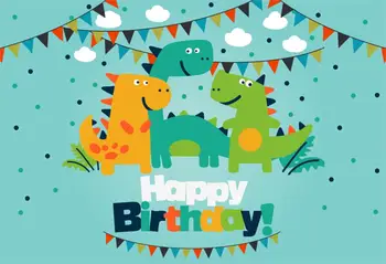 

Dinosaur Backdrop Happy Birthday Party Supplies Background For Boys Kids Baby Shower Photo Booth Banner Studio Props MZ-1079