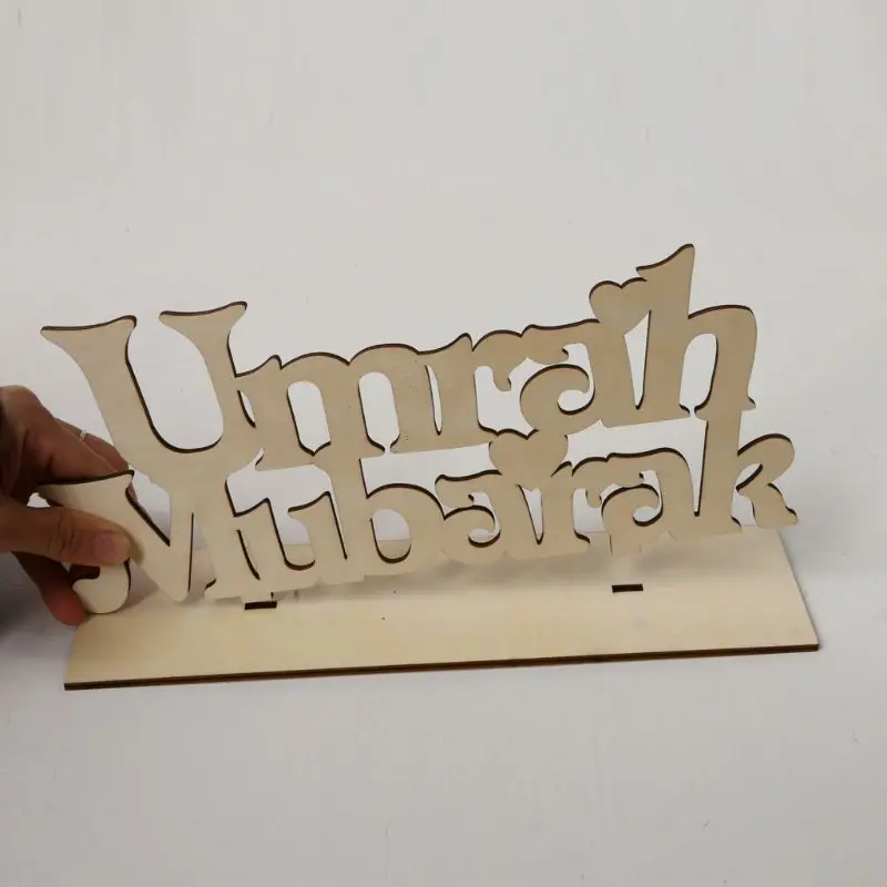 Umrah Mubarak деревянный знак табличка Искусство DIY Алфавит украшения украшение дома ремесло рабочего стола орнамент May06