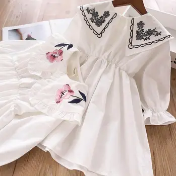 

2019 autumn girls cotton embroidery dresses white Long sleeve kids fall dresses sweet little girls dress