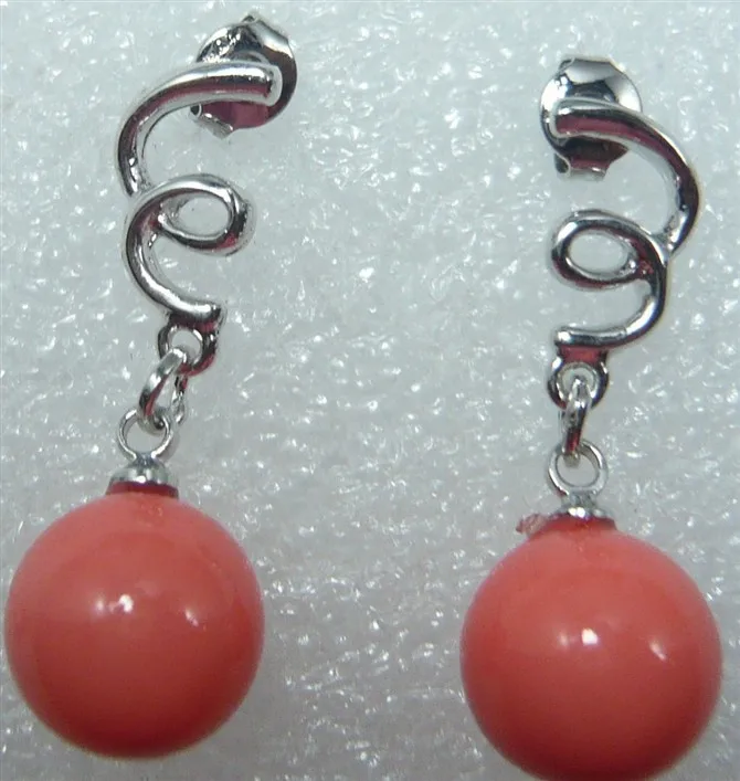 

2 mentl colors wholesle fctory price 18kgp/ silver plted 10mm wine red shell perl errings#401