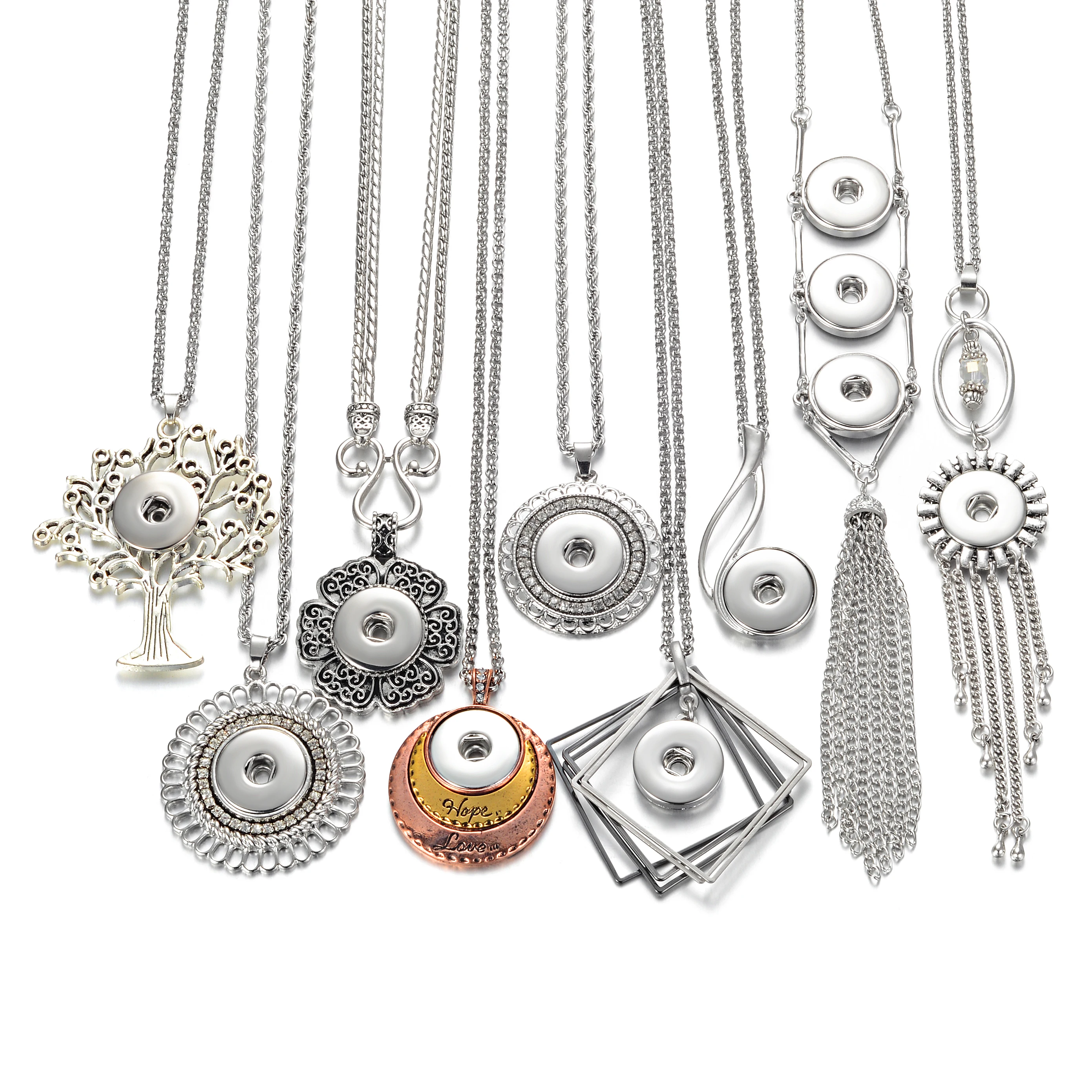 

Trendy Mixed Styles Snap Necklace & Pendant With Link Chain Fit 18mm Snap Button Jewelry For Women