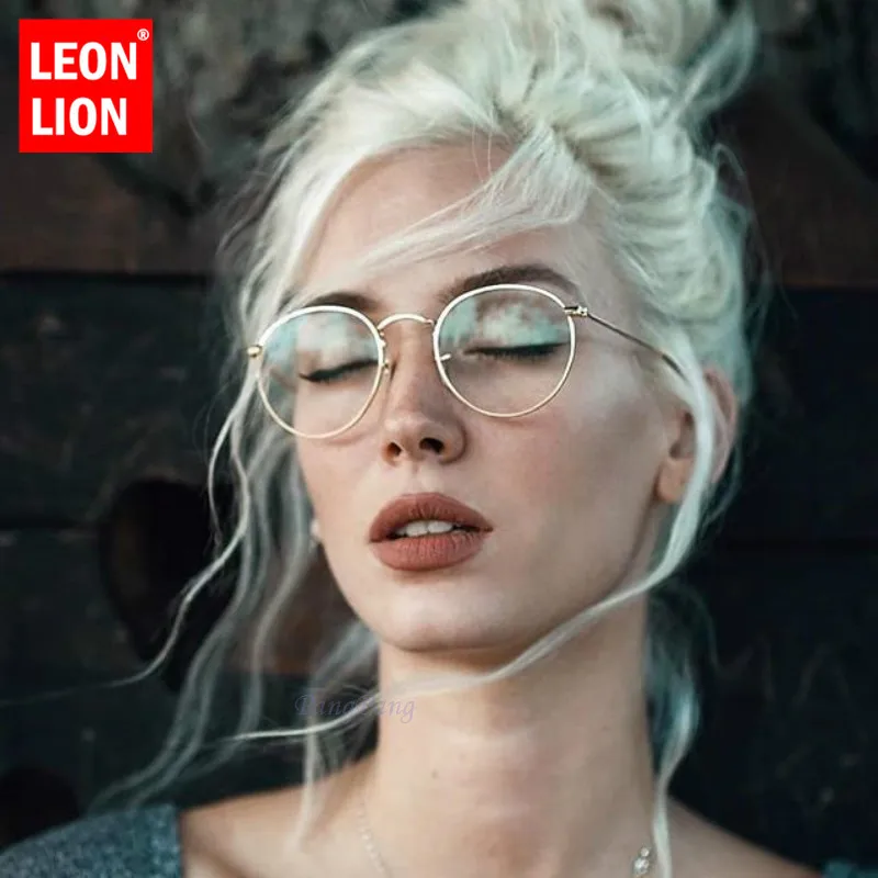 Круглые очки LeonLion женские в металлической оправе|Женские солнцезащитные очки| |