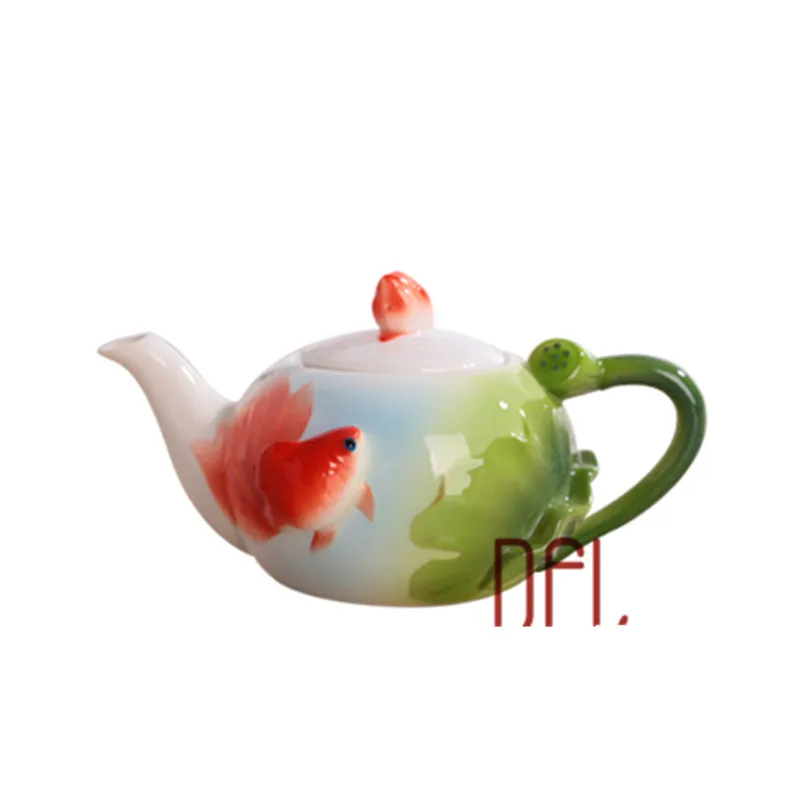 Эмалированный чайник чашки чайный набор с подносом Кунг фу чайник кружки gaiwan костяного фарфора творческий посуда для напитков - Цвет: 1 pot