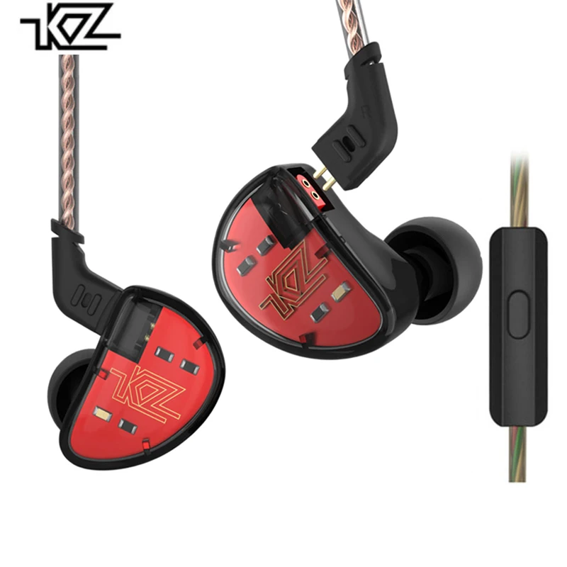 KZ AS10 5BA HiFi estéreo en la oreja los auriculares de alta resolución auriculares con 1,2 m de Cable de 2 pines cinco armadura equilibrada conductor - 1