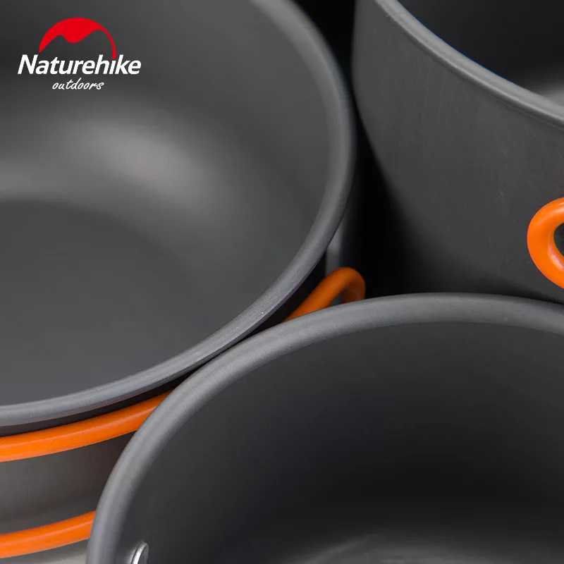  Naturehike Outdoor 2-3 Persons 4 in 1 Pot Bowl Sets with Hanging Handle Camping Cookware Portable P