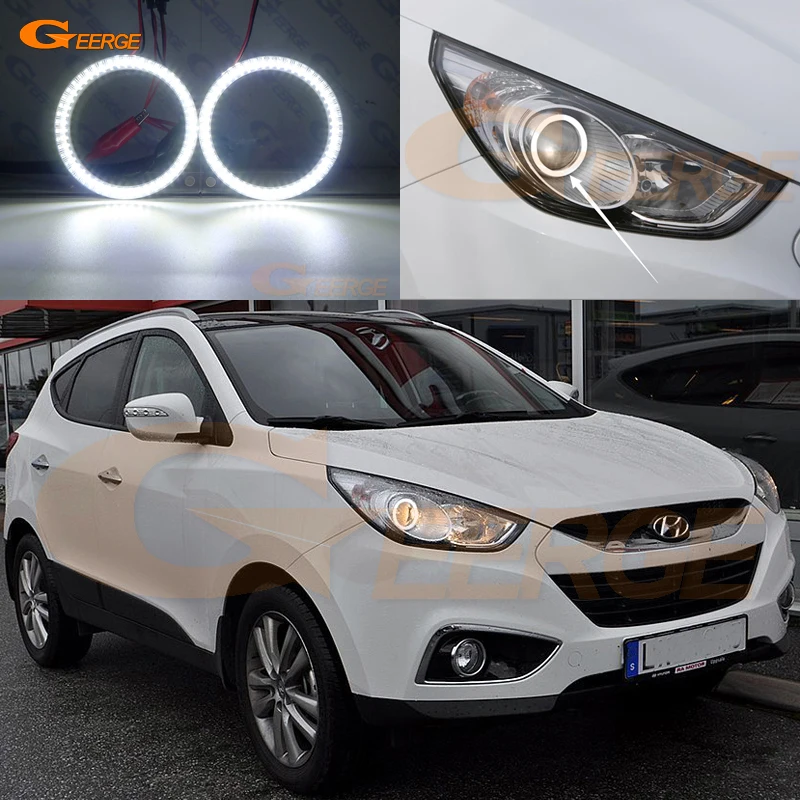 

For Hyundai ix35 2010 2011 2012 Projection HeadLight Excellent Ultra bright smd led Angel Eyes Halo Ring kit DRL