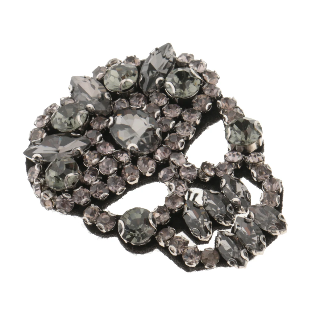 3Pcs Rhinestone Beaded Skull Eyes Patch for Clothing Sewing on Beading Applique Jackets Shoes Bags DIY Apparel Decoration