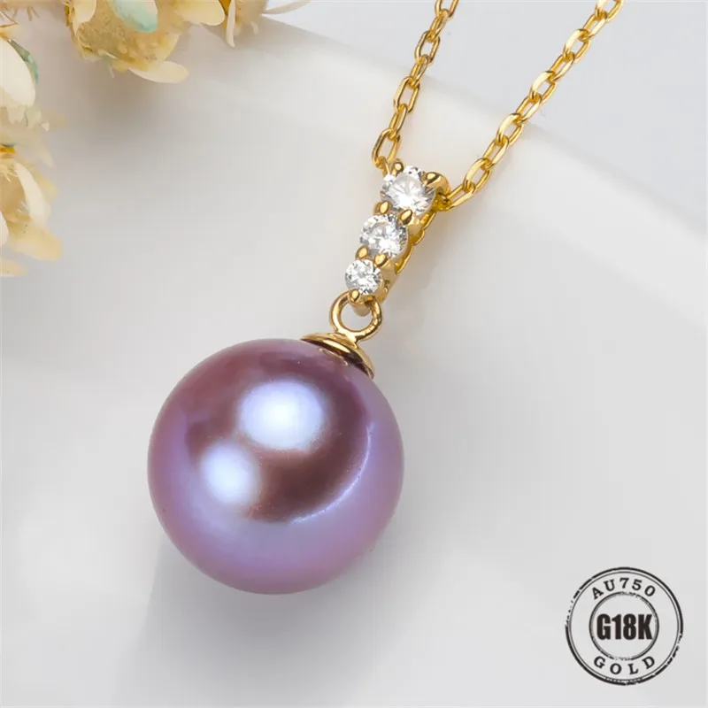 

DIY Accessories AU750 G18K Yellow Gold Pendant Jewelry Findings Blank Pendants Bracket Natural Pearl Cap Bracket