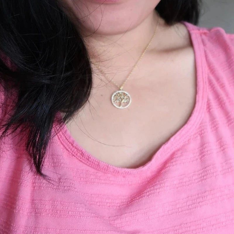 Trendy Silver Plated Tree of Life Cubic Zirconia pendant  necklace for women (4)