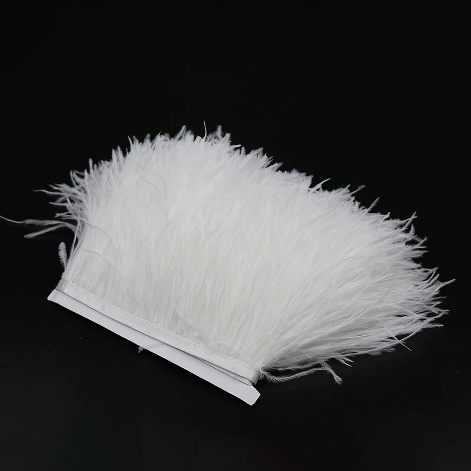 12 bleached white ostrich feather fringe 2