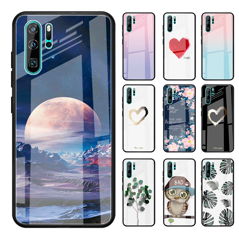 

Gradient Tempered Glass Case For Huawei P30 P20 Mate 20 10 Lite Pro Honor 8X Nova 3i 3 Pattern Cover For Mate20 Mate10 8X Fundas