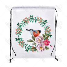 Акварельный венок с цветочным принтом птицы рюкзак на шнурке хозяйственная дорожна Сумка Обувь Подарочная сумка mochilas feminina