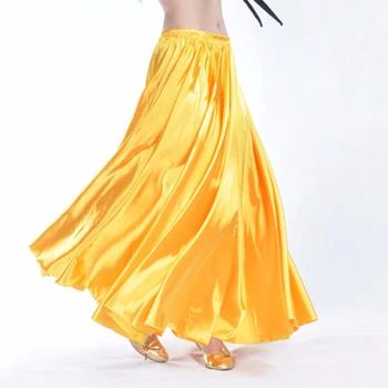 

2018 Lady Belly Dance Skirt 16Colors Satin Long Gypsy Skirt Accessories Bollywood Danza Wearing Tribal Women Belly Dancing Skirt