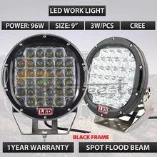 96W Black Led driving light 9inch 9 Round led work light Red led offroad lights 8200Lumens