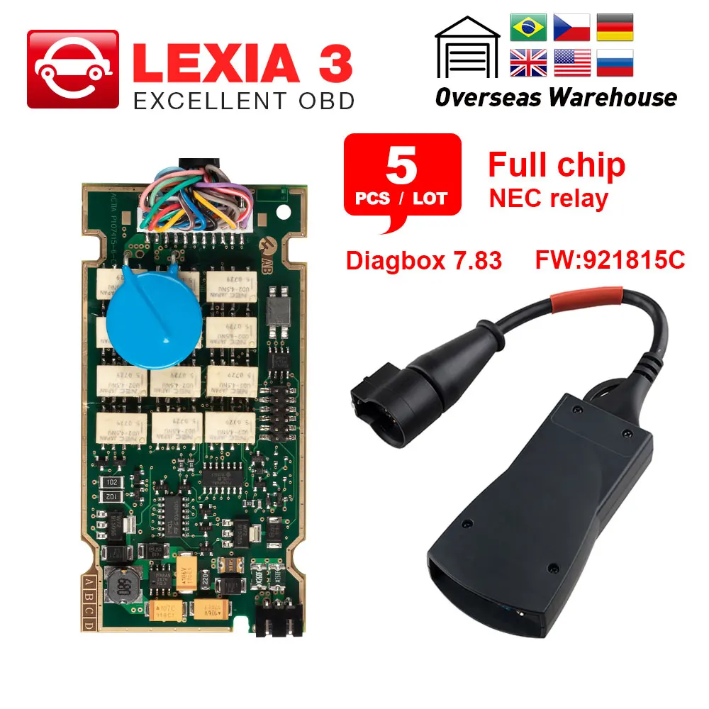 5 шт. лучший Lexia3 полный чип/lite версия Lexia 3 V48 Diagbox V7.83 PP2000 V25 для Citroen для peugeot obd2 диагностический инструмент