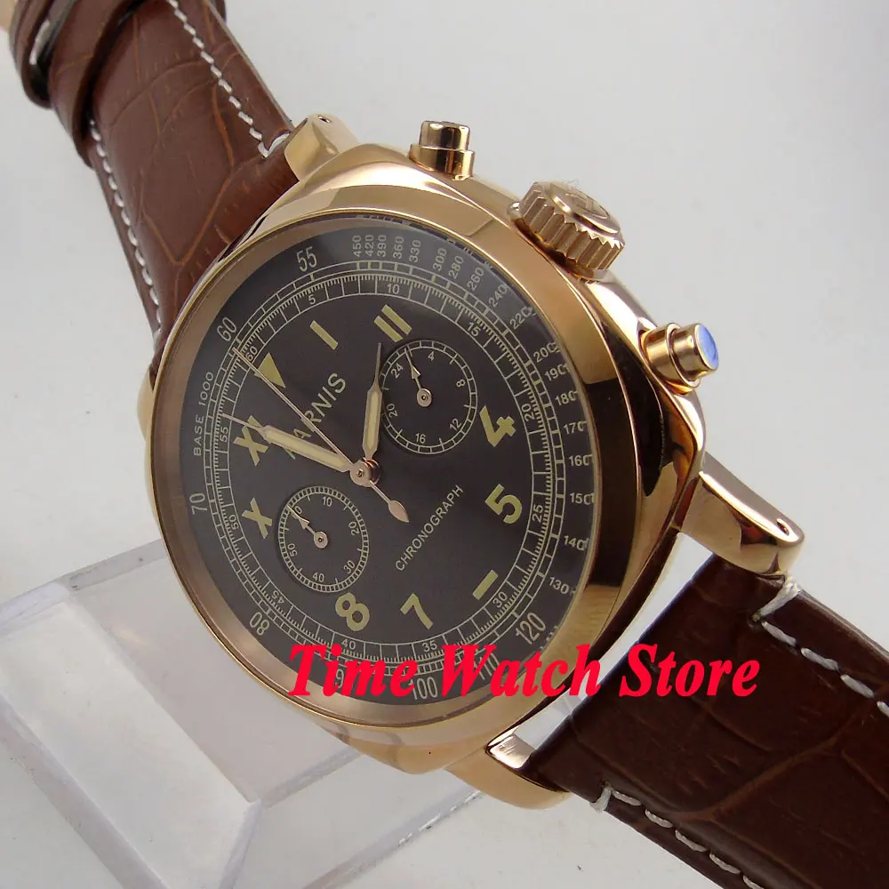 Luxury Parnis men's watch 44mm Golden case coffee dial Full chronograph quartz movement wrist watch men 676 Luxury Parnis men's watch 44mm Golden case coffee dial Full chronograph quartz movement wrist watch men 676