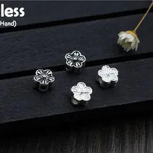 Uglyless реального 925 пробы серебряные цветы Бисер аксессуары ювелирные изделия DIY Мини Размеры цветочный шарики прокладки Этническая ручной работы Выводы