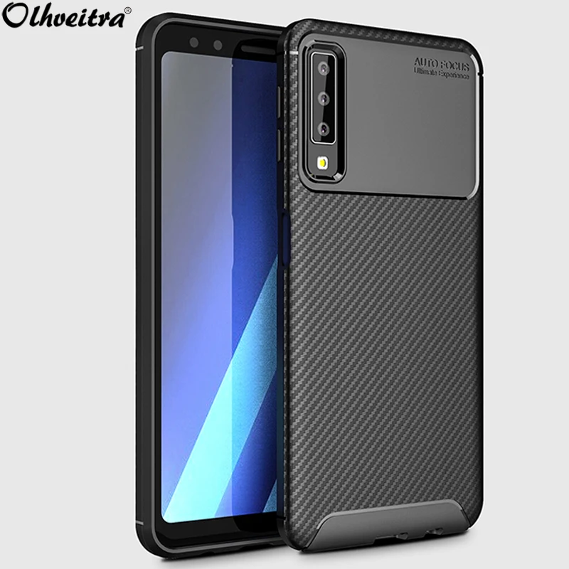 

TPU Protective Back Cover For Samsung Galaxy A7 2018 Case Brushed Soft Silicone Carbon Fiber Case For Samsung Galaxy A750 A750F