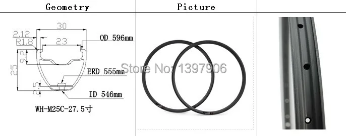 

newest factory price full carbon mtb bicycle rim 27.5inch mtb hookless clincher 30mm wide 25mmdepth