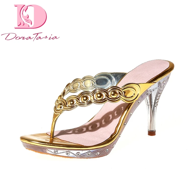 

Doratasia 2018 Brand Design Thin High Heels Summer Mules Pumps Shoes Women Sexy Slip On Party Prom Woman Shoes
