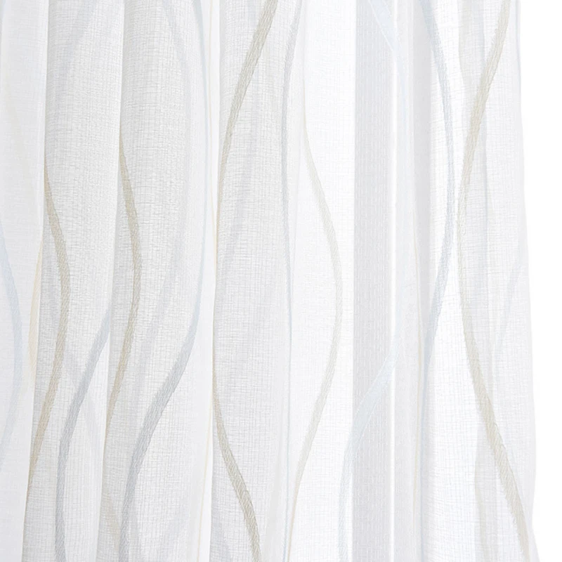 New Europe Style Fashion Design Printed Striped Curtain Tulle Fabrics for Bedroom Window