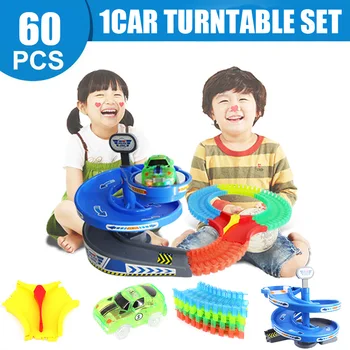 

Assembly Glow Racing LED Car Toy Magical Track Collection Track Roller Coaster Spiral up turntable Toy Kid's Birthfay Gift