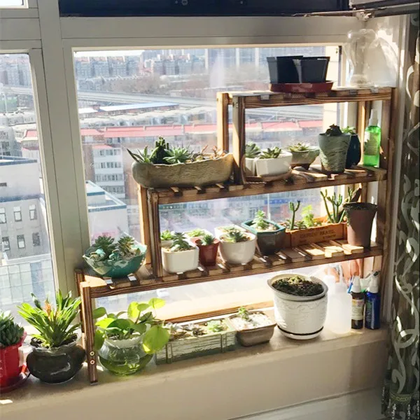 Louis Fashion Plant Shelves Windowsill Flower Rack Solid Wood Plant Shelves Windowsill Flower Rack