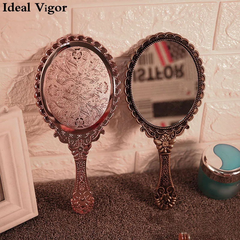 Blueness 1pcs Creative Plastic Vintage Pattern Makeup Rectangle Mirrors
