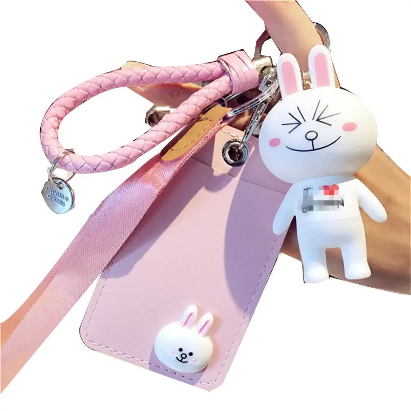 

HNXZXB Name Credit Card Holders Women Men PU Bank Card Neck Strap Card Bus ID holders candy colors Identity badge with lanyard 4
