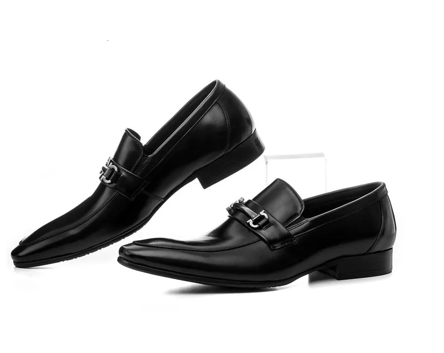 

Fashion Black / brown tan loafers shoes mens dress shoes genuine leather wedding shoes mens business shoes with buckle