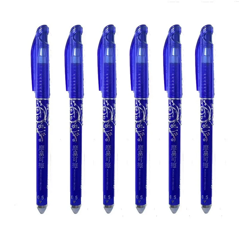 6 шт синие Черные чернила стираемая ручка Канцелярия для учеников 0,5 мм ручка для письма Волшебная гелевая ручка для письма плавно сильного качества - Цвет: 1