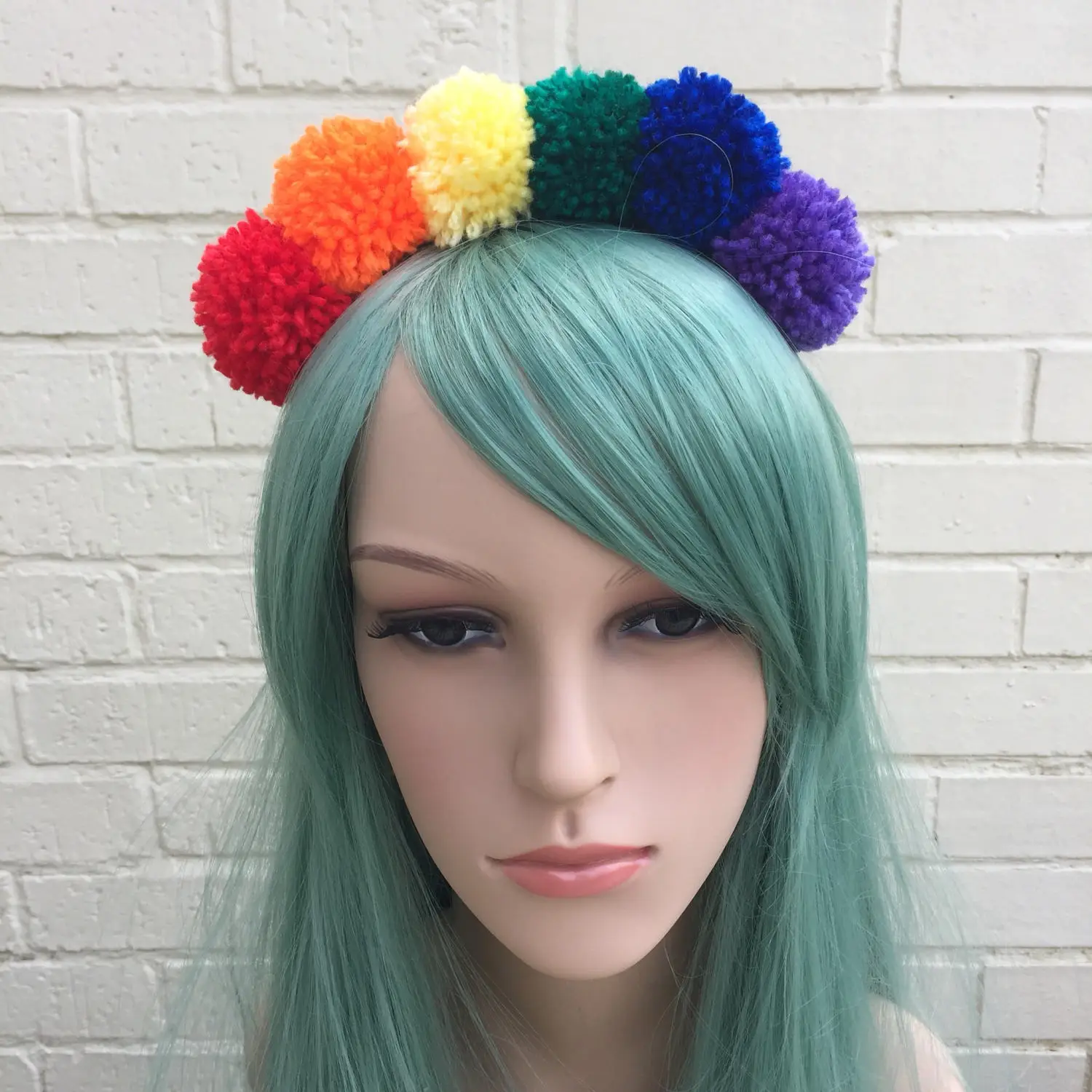 Accessories Hair Accessories Wreaths & Tiaras Rainbow Accessory Pride Headband Pom Pom Crown Pom Pom Headband Rainbow Pom Poms LGBTQ Pride Rainbow Headband Colourful Wedding 