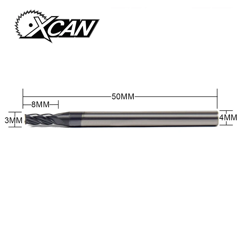 

XCAN 1Piece Diameter 3mm Tungsten Carbide 4 Flute End Milling Cutter End Mills For Metal Face Milling