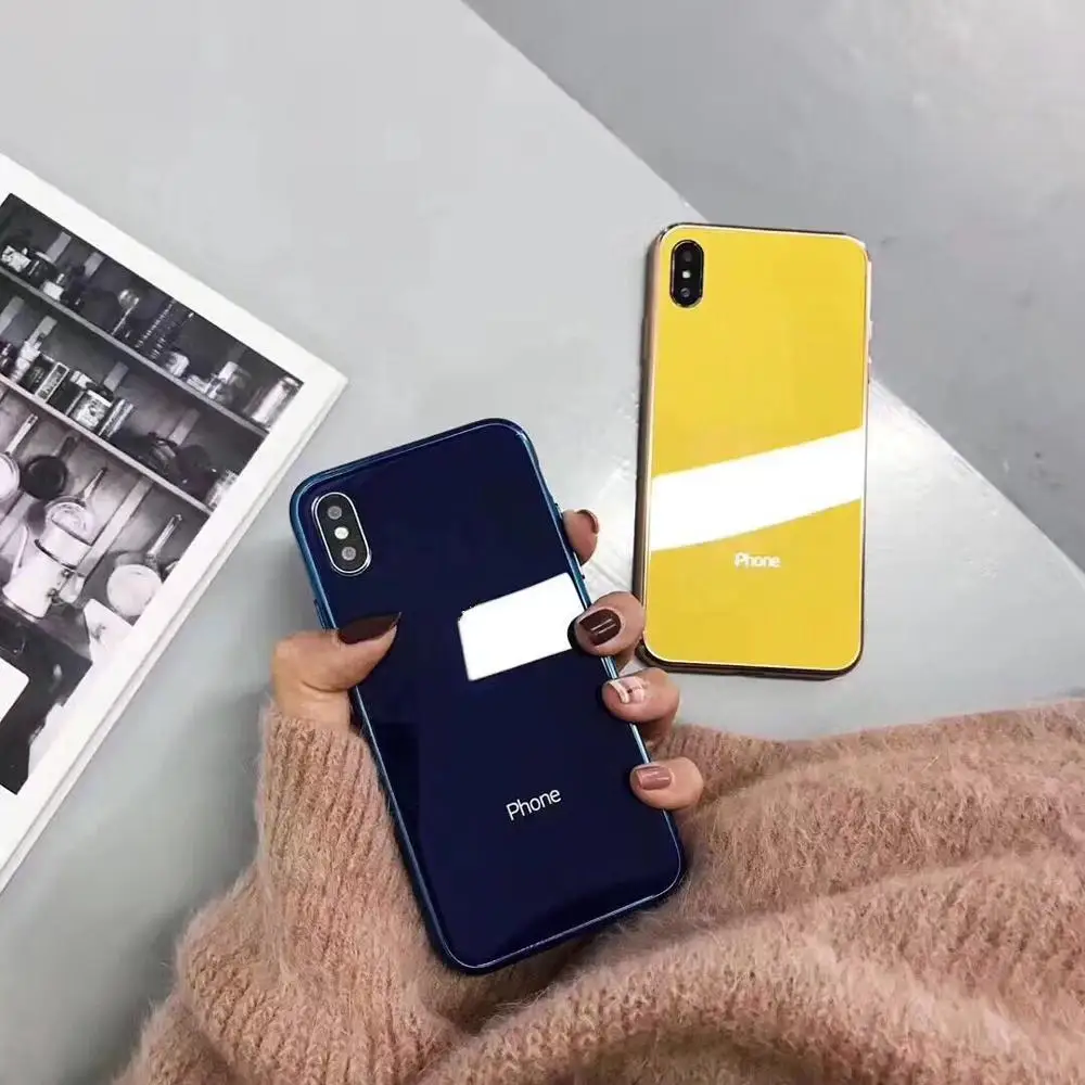 

luxury for iPhone 7 Xs Max XR 8 Plus 7Plus case for iphone logo case Soft Silicone Plating Tempered Glass for iphone xr case