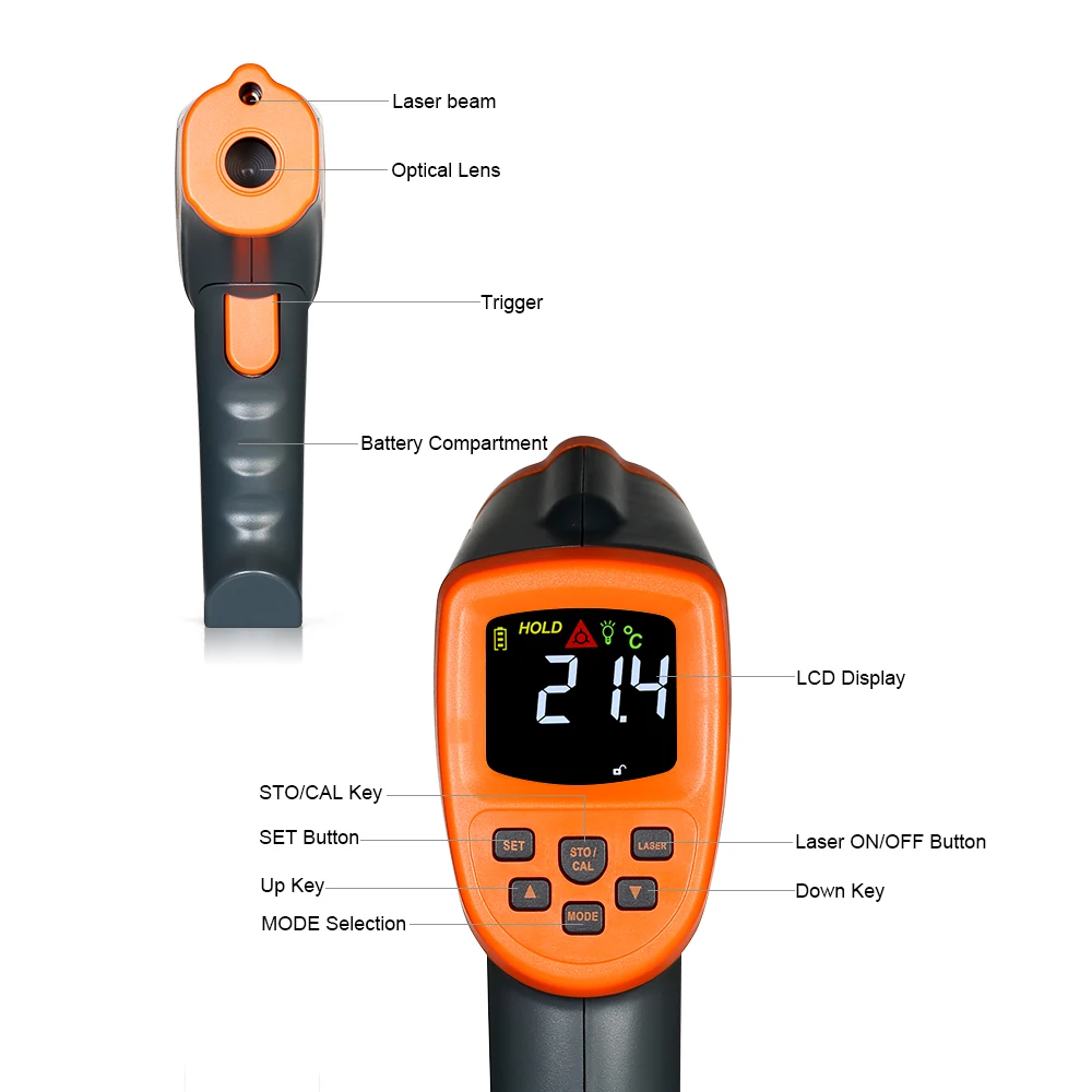 -50~1150�C Laser LCD Digital IR Infrared Thermometer Temperature Meter Gun Non-Contact industrial thermometer 120