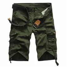 Рабочие Шорты для женщин Для Мужчин's Армейский зеленый камуфляж Cargo Шорты для женщин новые летние Для мужчин Хлопковые комбинезоны брюки-карго Шорты для женщин без пояса размер 38
