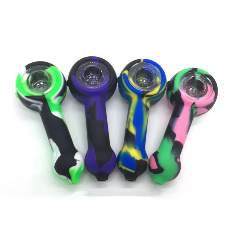 80pcs/lot Strong Silicone Water Pipe, Mini Silicone Hand Pipe, Rubber