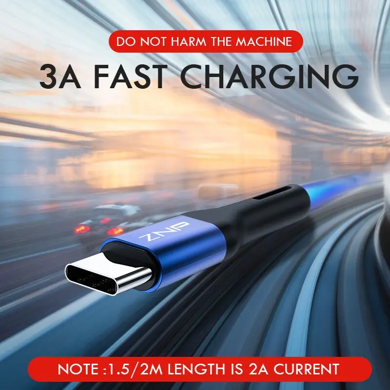 ZNP USB نوع C كابل 3.0 سريع شاحن سامسونج S10 S9 A50 الهاتف المحمول نوع-C USB البيانات الحبل ل هواوي P30 برو نوع C كابل
