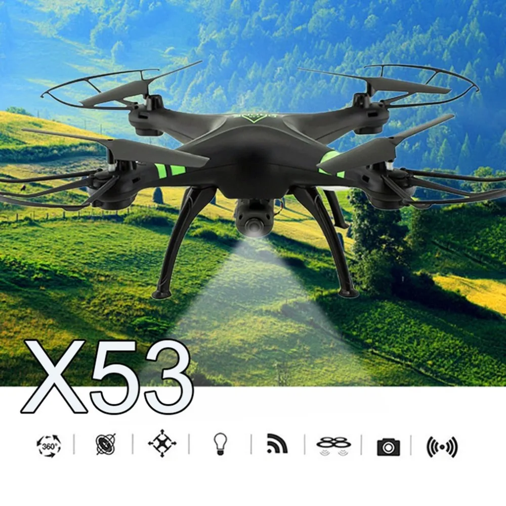 

X53 Camera Drone with 720P WIFI FPV and Phone Clip Auto-Return/Height Holding Surveillance with Remote Control Quadcopter