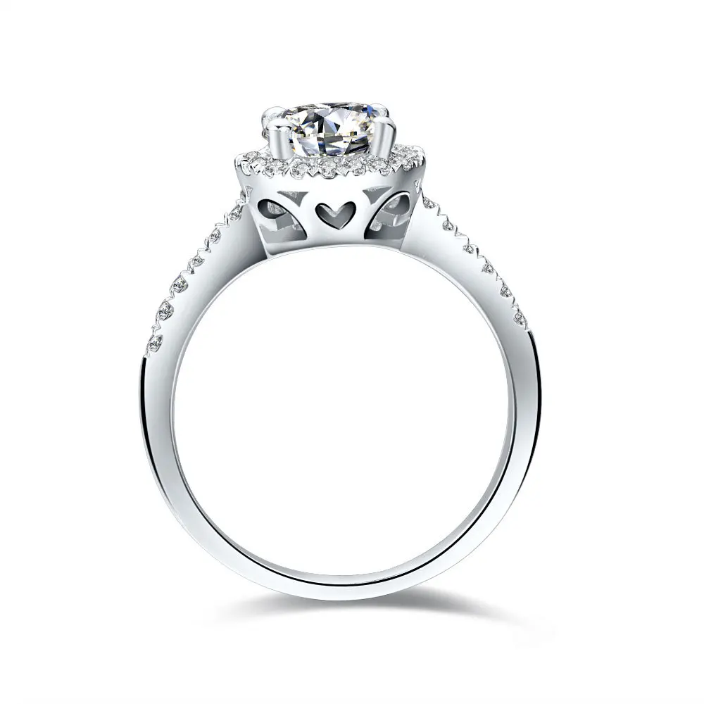 Test Positive Solid 18K White Gold AU750 Riing 1CT Moissanite Engagement Ring For Woman Girl Love Best Finger Jewelry With Box 4