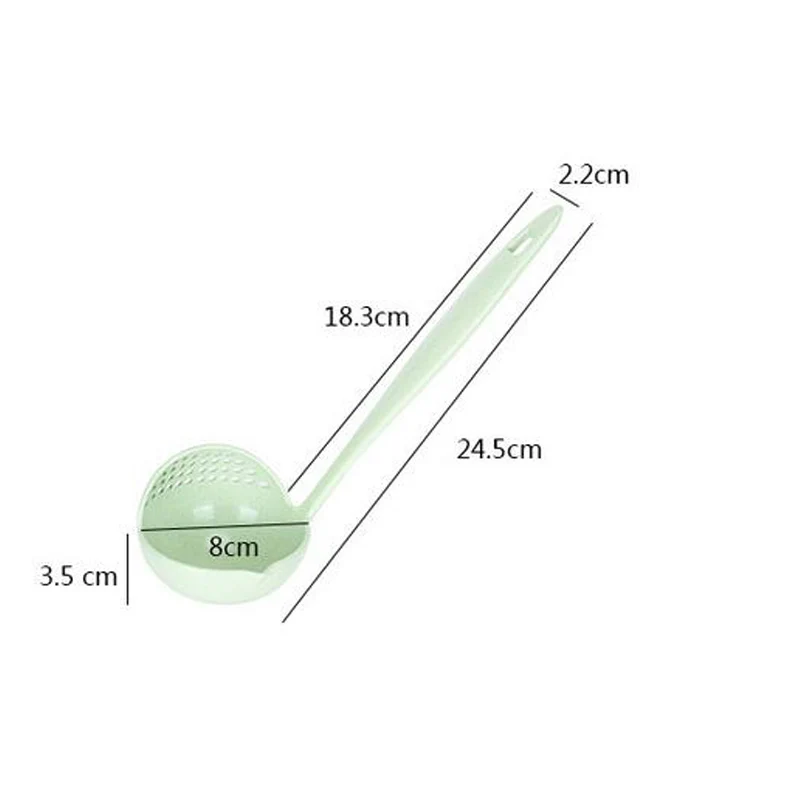 FHEAL 2 in 1 Creative Wheat Straw Soup Spoon Long Handle Lovely Porridge Spoons with Filter Dinnerware Kitchen Colander Tools (15)