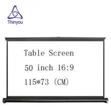Thinyou Projector Screen 50 inch 16:9 Portable Manual Pull up Table Screen For Office Business Meeting Training Home Theater