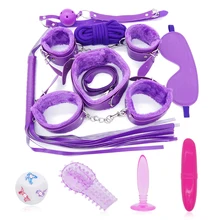 DOMI 11pcs/Set Handcuffs, Footcuffs, Anal Plug, Vibrator Dildo Adult Game Erotic Toy Women Fetish Bondage Sex toys