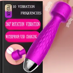 Мощный USB 10 скоростной вибратор секс-игрушки для женщин G Spot Клитор стимулятор Водонепроницаемый вращающихся массажер вибратор av палочка