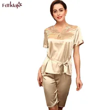 Летние пижамы с коротким рукавом и v-образным вырезом, домашняя одежда, шелковые пижамы для женщин, атласная пижама, сексуальное женское белье, шелковые пижамы, комплекты одежды для сна